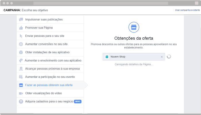 Anúncio Fazer as pessoas obterem sua oferta Facebook